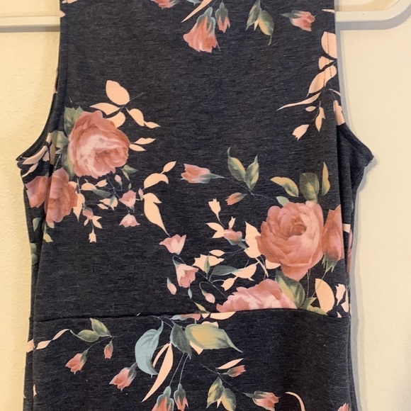 Navy Blue Floral Mini Dress With Pockets! - Picture 5 of 5